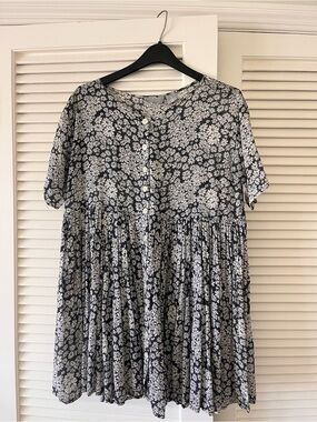 Esprit | Dresses | Rare Vintage 9s Esprit Navy And White Floral Babydoll Dress